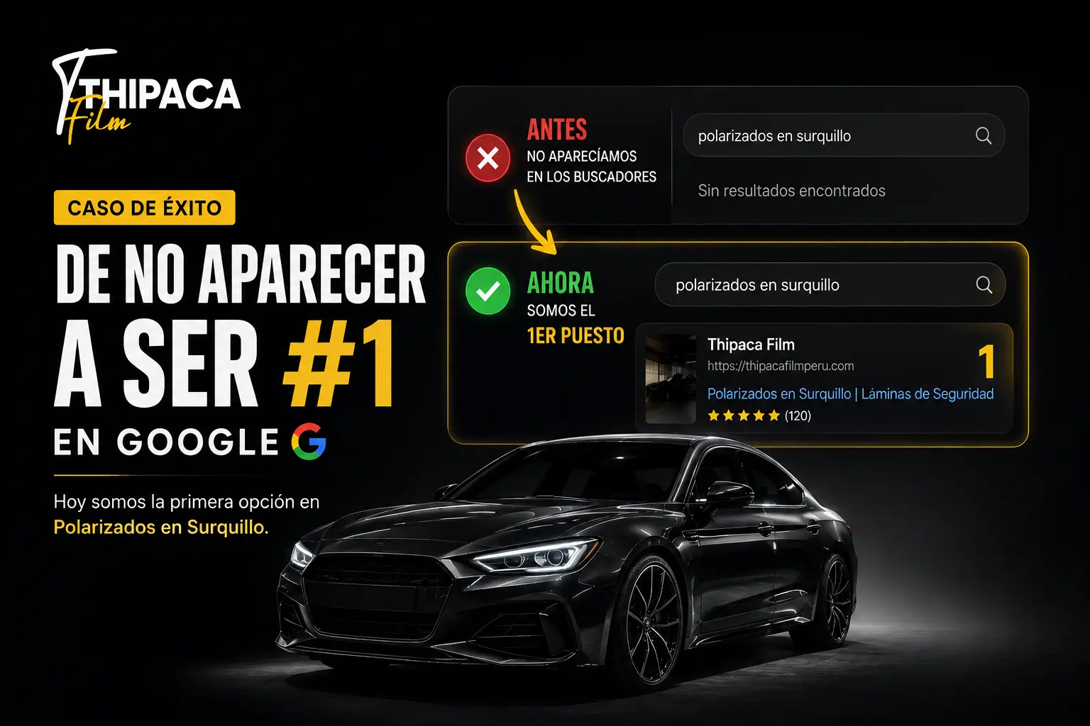 Rediseño web corporativo de Thipacafilm posicionado en el Puesto uno de Google en Surquillo.